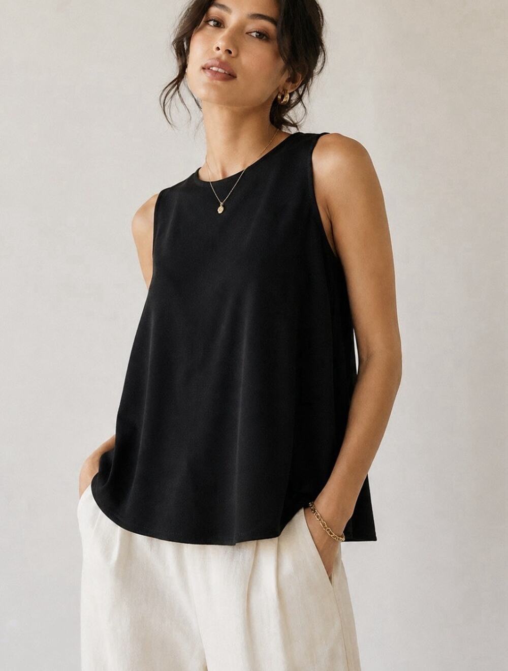 Tibi Black Crepe Top 2 Sleeveless Twist Tie Open Back Keyhole Shldr Zip Designer